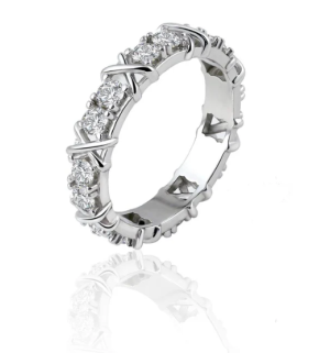 S925 VVS Synthetic Moissanite Hip Hop Cross Eternity Ring Wedding Anniversary Gift for Men Women