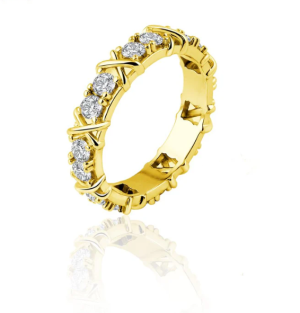 S925 VVS Synthetic Moissanite Hip Hop Cross Eternity Ring Wedding Anniversary Gift for Men Women