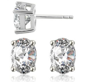 S925 Oval Cut Synthetic Moissanite Stud Earrings Gift For Men Women