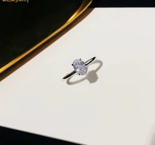 S925 1ct Oval Cut VVS Synthetic Moissanite Solitaire Prong Promise Engagement Ring Anniversary Valentine's Day Gifts For Her