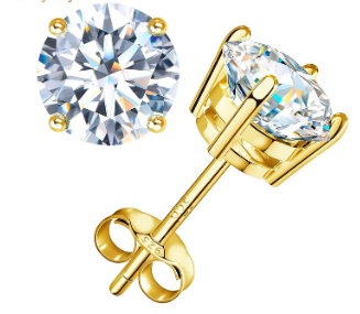 S925 ROUND SYNTHETIC MOISSANITE STUD EARRINGS ANNIVERSARY DAY GIFTS FOR MEN WOMEN