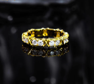 S925 VVS Synthetic Moissanite Hip Hop Cross Eternity Ring Wedding Anniversary Gift for Men Women