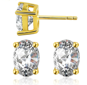 S925 Oval Cut Synthetic Moissanite Stud Earrings Gift For Men Women