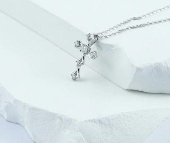S925 Synthetic Moissanite Cross Necklace 18inches