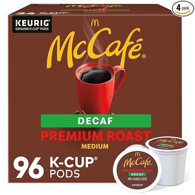 McCafe Premium Roast Decaf Coffee, Single Serve Keurig K-Cup Pods, Decaffeinated, 96 Count