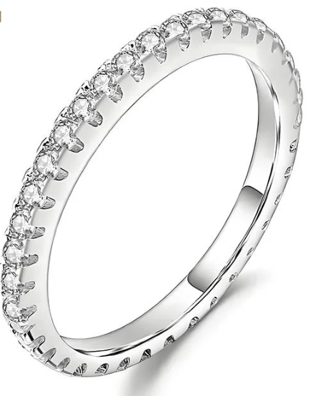 S925 VVS D Color Synthetic Moissanite Eternity Ring Band Anniversary Valentine's Day Gifts For Women Men