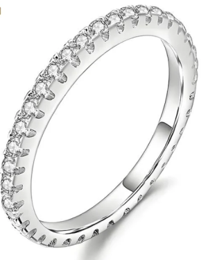 S925 VVS D Color Synthetic Moissanite Eternity Ring Band Anniversary Valentine's Day Gifts For Women Men