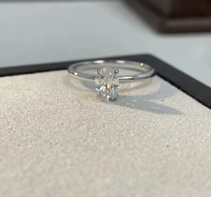 S925 1ct Oval Cut VVS Synthetic Moissanite Solitaire Prong Promise Engagement Ring Anniversary Valentine's Day Gifts For Her