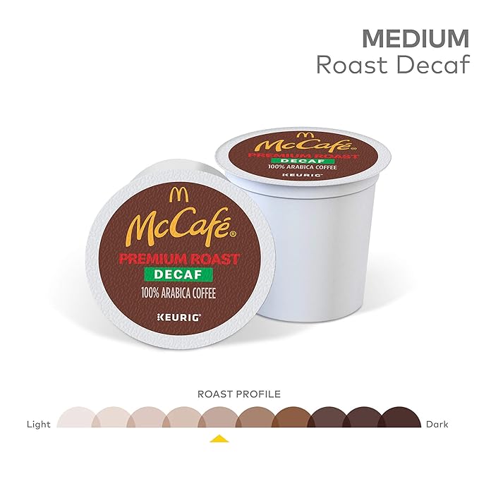 McCafe Premium Roast Decaf Coffee, Single Serve Keurig K-Cup Pods, Decaffeinated, 72 Count