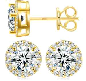 S925 HALO SYNTHETIC MOISSANITE STUD EARRING FOR MEN WOMEN GIFT