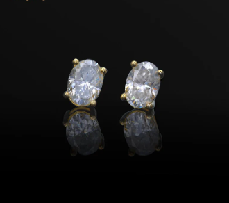 S925 Oval Cut Synthetic Moissanite Stud Earrings Gift For Men Women