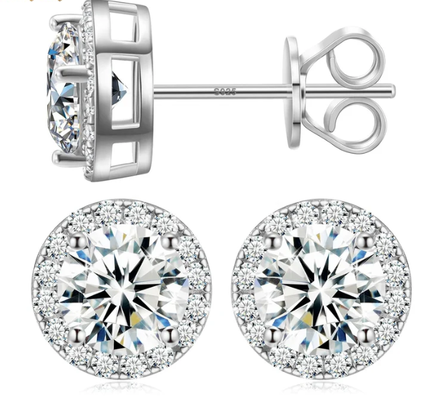 S925 HALO SYNTHETIC MOISSANITE STUD EARRING FOR MEN WOMEN GIFT