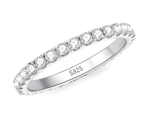 S925 VVS D Color Synthetic Moissanite Eternity Ring Band Anniversary Valentine's Day Gifts For Women Men