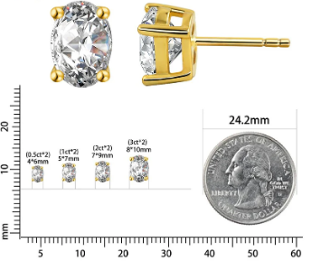 S925 Oval Cut Synthetic Moissanite Stud Earrings Gift For Men Women