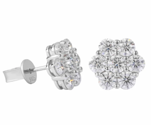 S925 D Color VVS Synthetic Moissanite Flower Stud Earrings Valentine's Day Gifts Jewelry
