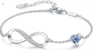 CDE Infinity Heart Birthstone Charm Link Bracelet