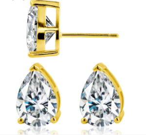 S925 Pear Cut Synthetic Moissanite Prong Stud Earrings For Men Women