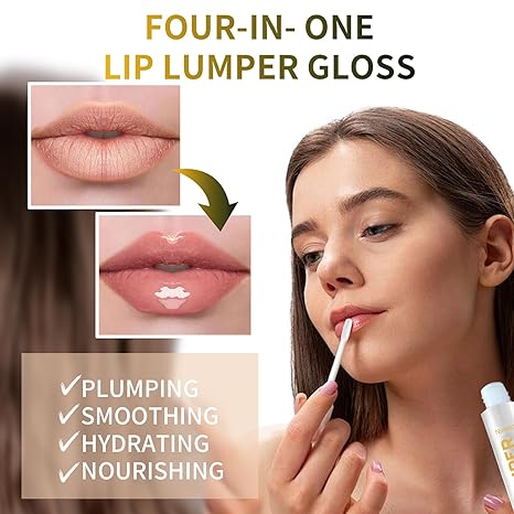 Lip Plumper Gloss, Clear Plumping Lip Gloss for Visibly Hydrated, Volumized Lips with Nourishing Ingredients to Smooth Lip Wrinkles.