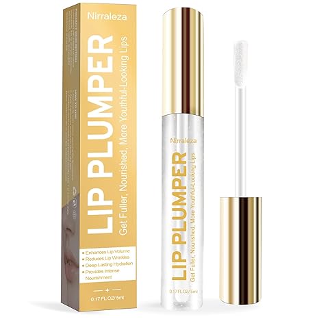 Lip Plumper Gloss, Clear Plumping Lip Gloss for Visibly Hydrated, Volumized Lips with Nourishing Ingredients to Smooth Lip Wrinkles.