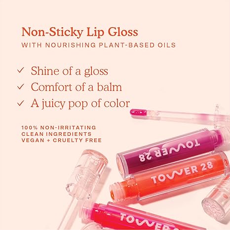 Tower 28 ShineOn Lip Jelly, CHILL, Non-Sticky, Hydrating Vegan Lip Gloss in Clear, Moisturizing Apricot and Raspberry Seed Oil, Clean, Cruelty Free