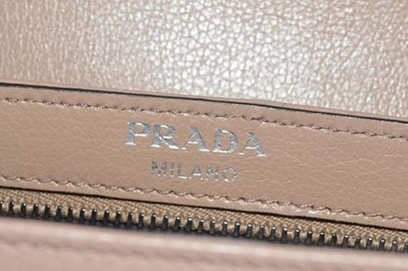 Prada Pattina Glace Calf Leather Cammeo Beige Pattina Studded Handbag