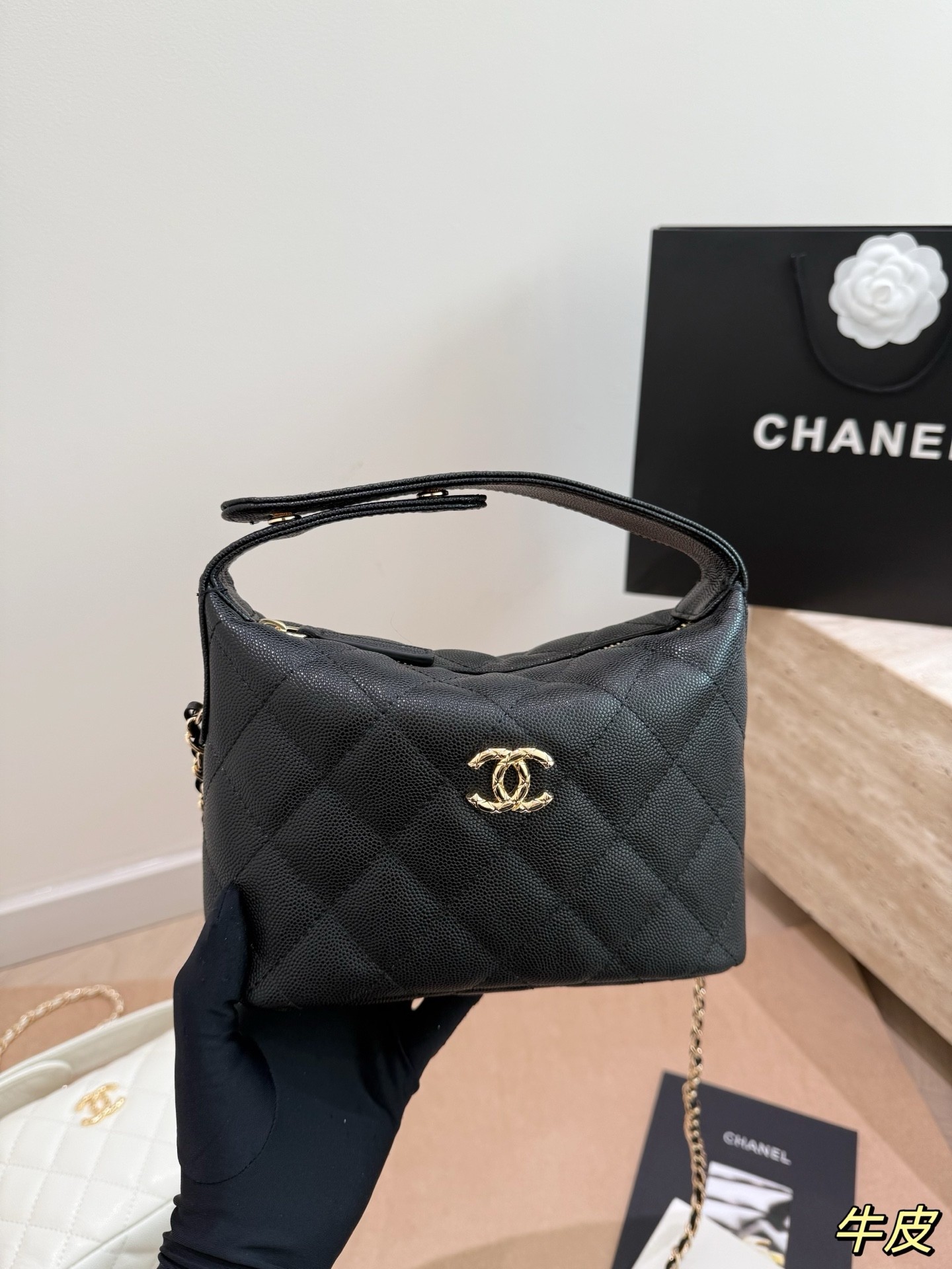 Chanel 25A Quilted Hobo Clutch on Chain