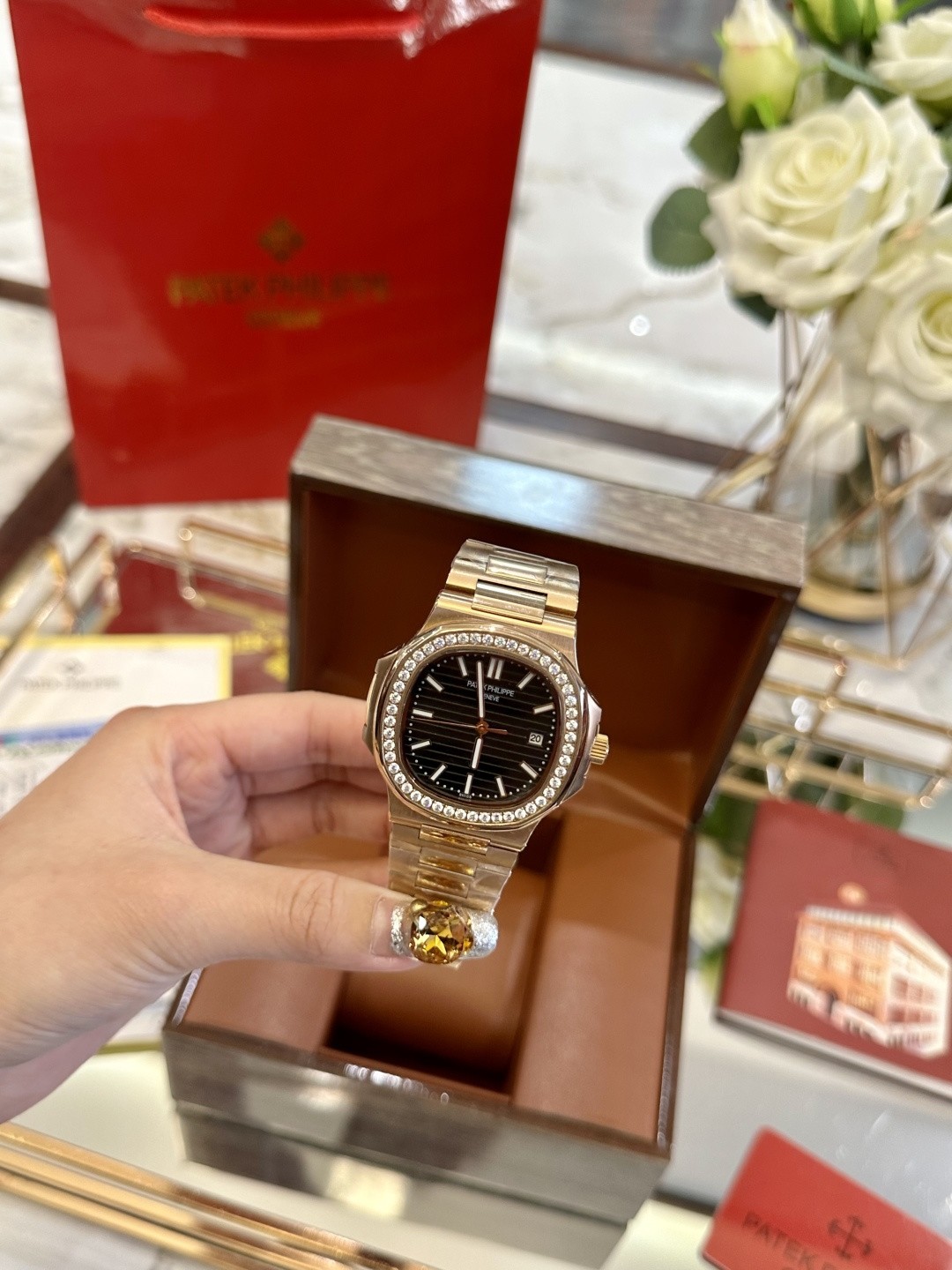 Patek Philippe Nautilus Rose Gold Diamond-Set Watch