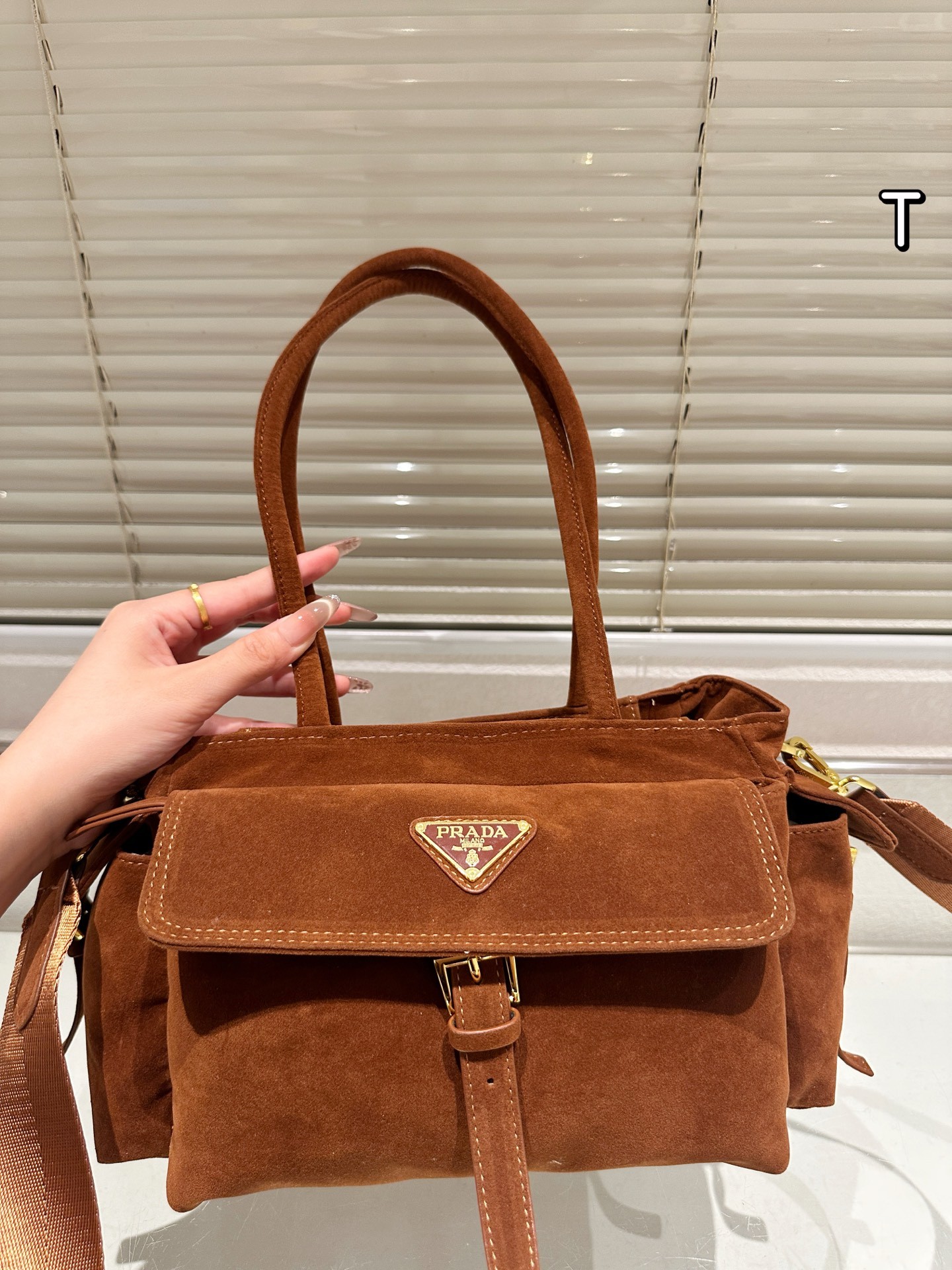Prada Explore Brown suede handbag