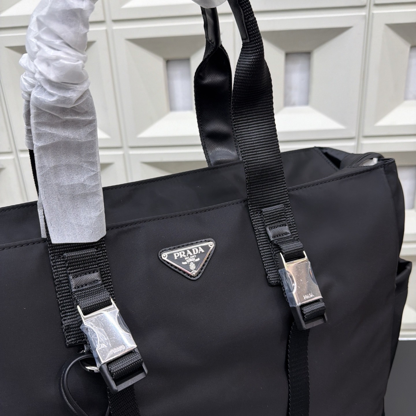 Prada Re-Nylon and Saffiano Leather Tote Bag