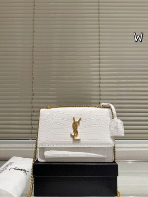 Sac moyen en cuir gaufré crocodile Saint Laurent Sunset