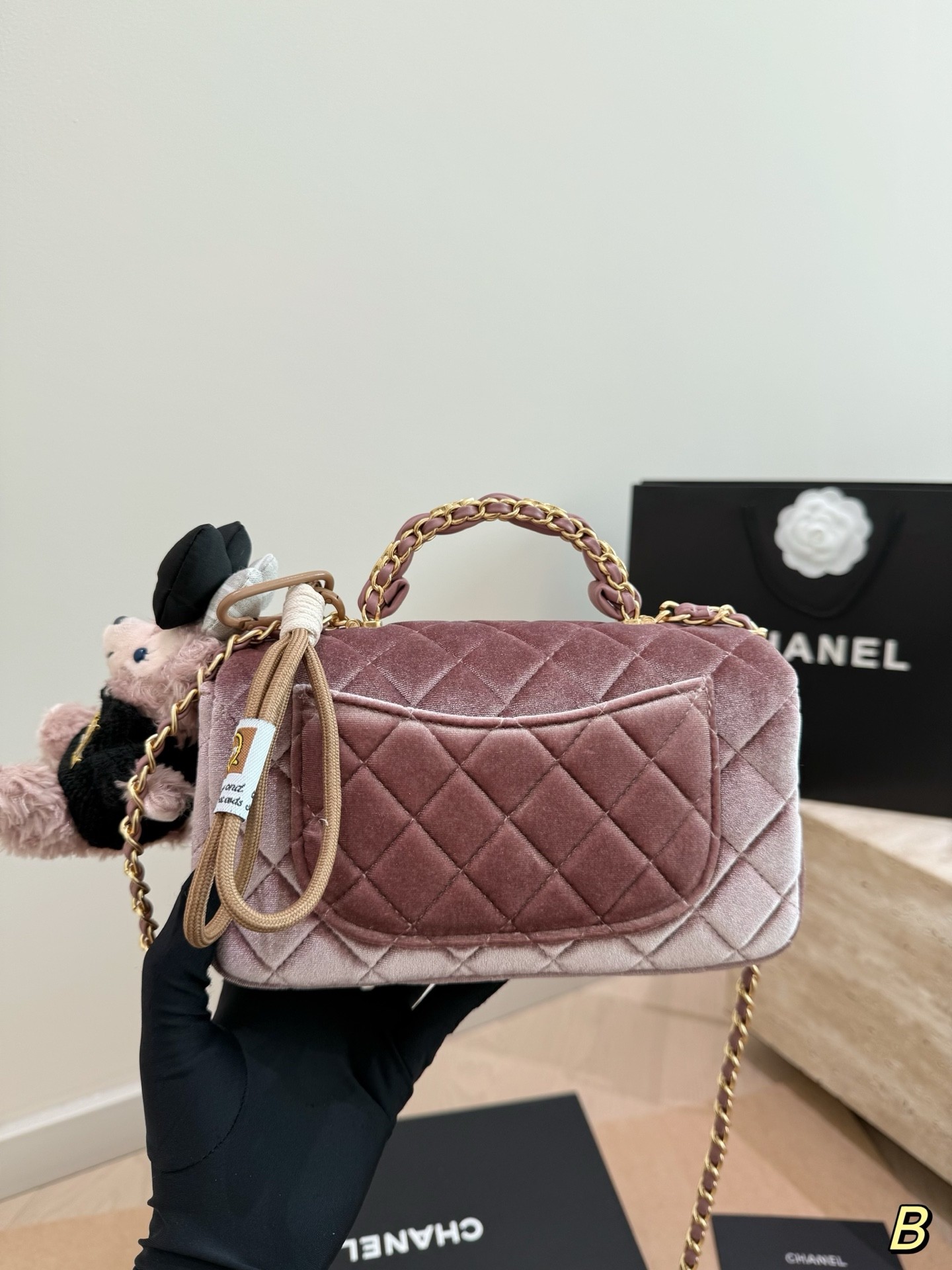 (Chanel) Velvet Mini Clutch Bag