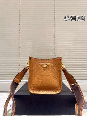 Prada caramel-colored leather mini shoulder bag