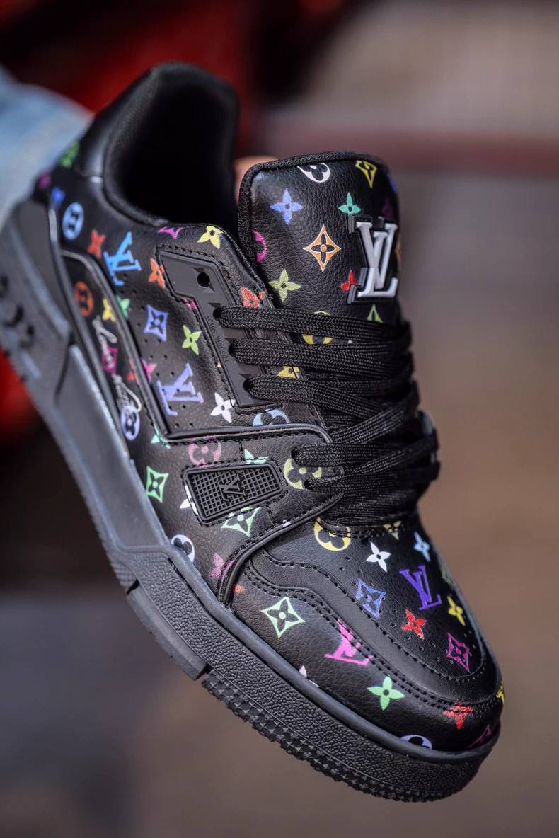 The Louis Vuitton x Takashi Murakami collaboration LV Trainer sneakers.