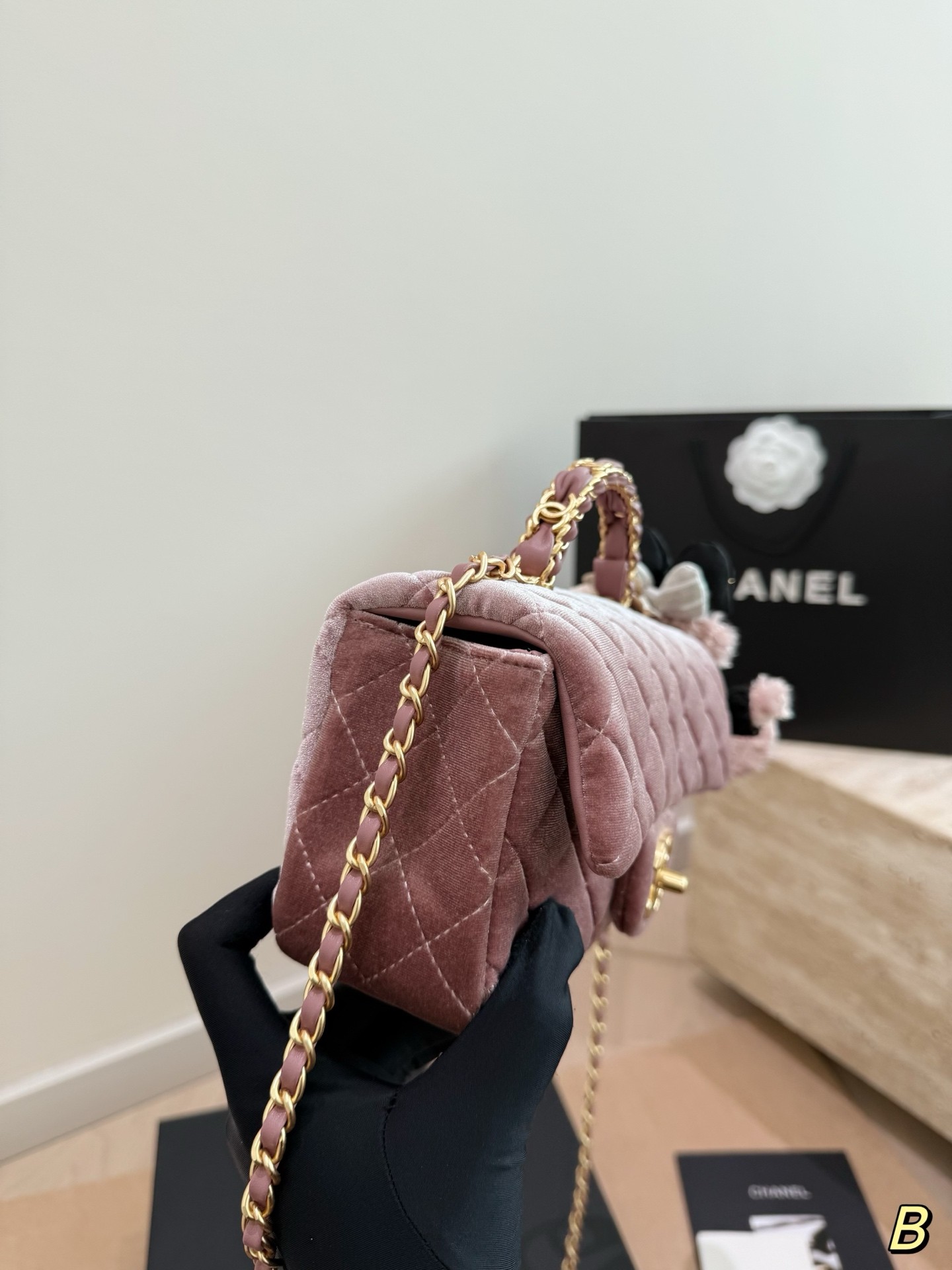 (Chanel) Velvet Mini Clutch Bag
