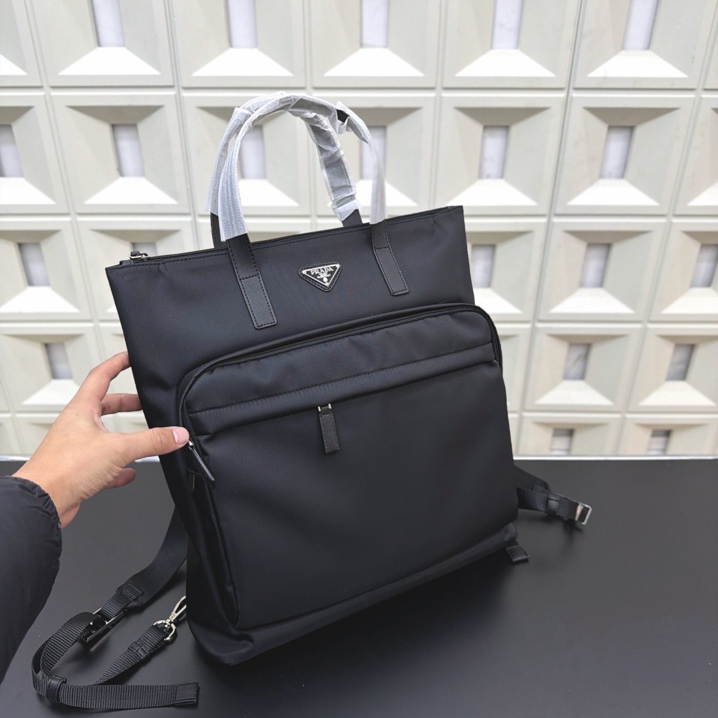 Prada Re-Nylon and Saffiano Leather Tote Bag