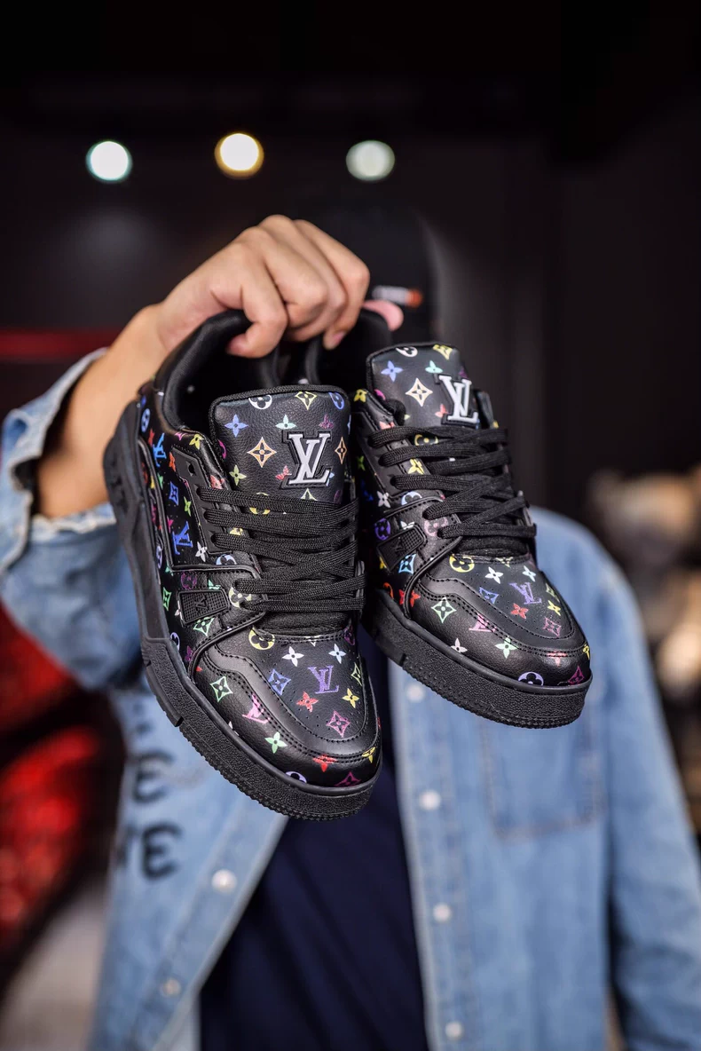 The Louis Vuitton x Takashi Murakami collaboration LV Trainer sneakers.