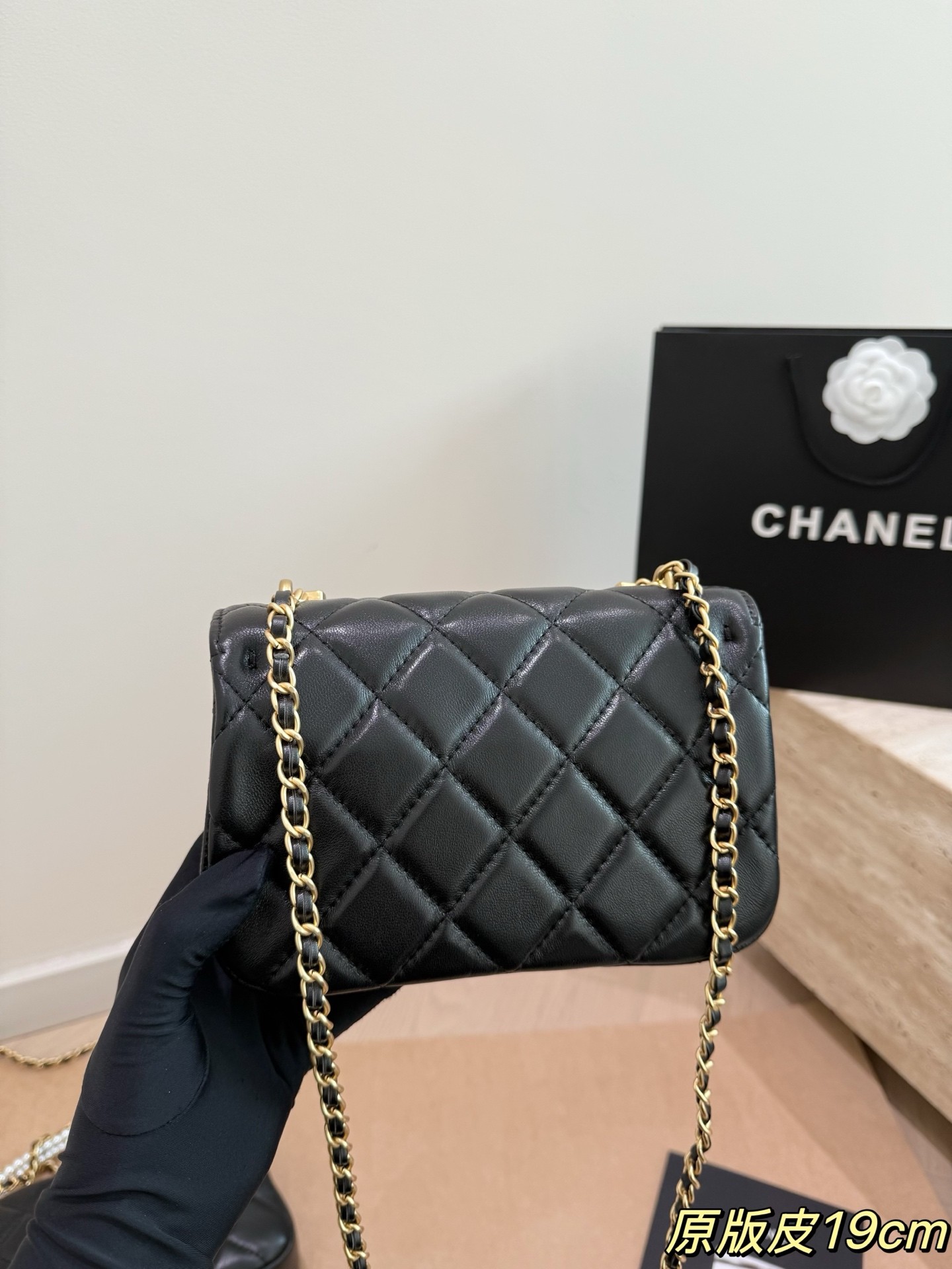 (Chanel) Mini Flap Bag with Pearl Chain Strap