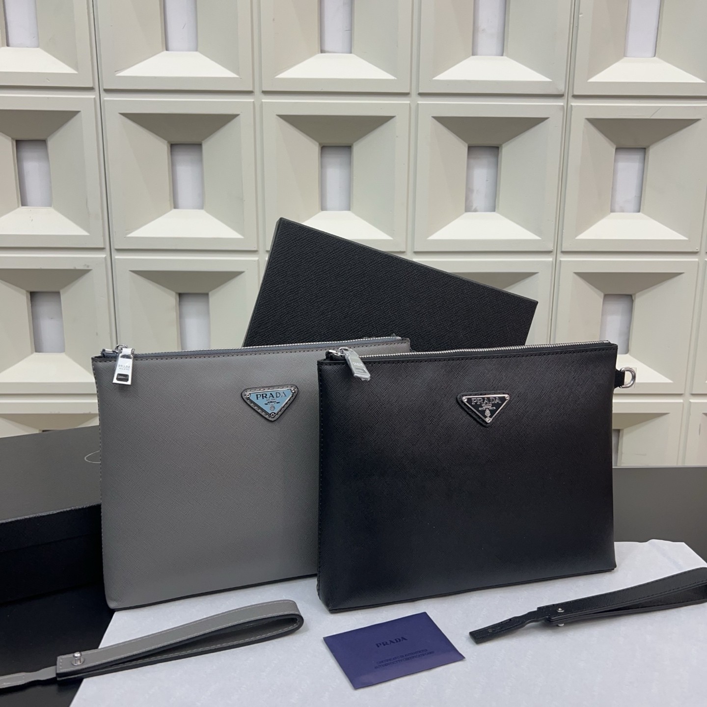 Prada Saffiano Leather Envelope Clutch