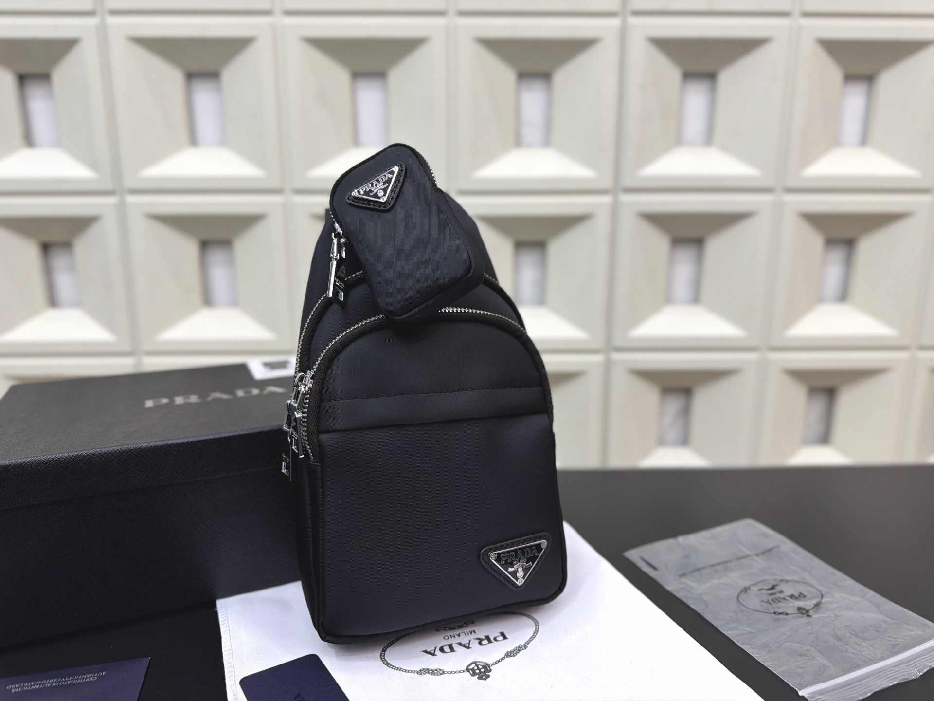 Prada Re-Nylon and Saffiano Leather Crossbody Bag