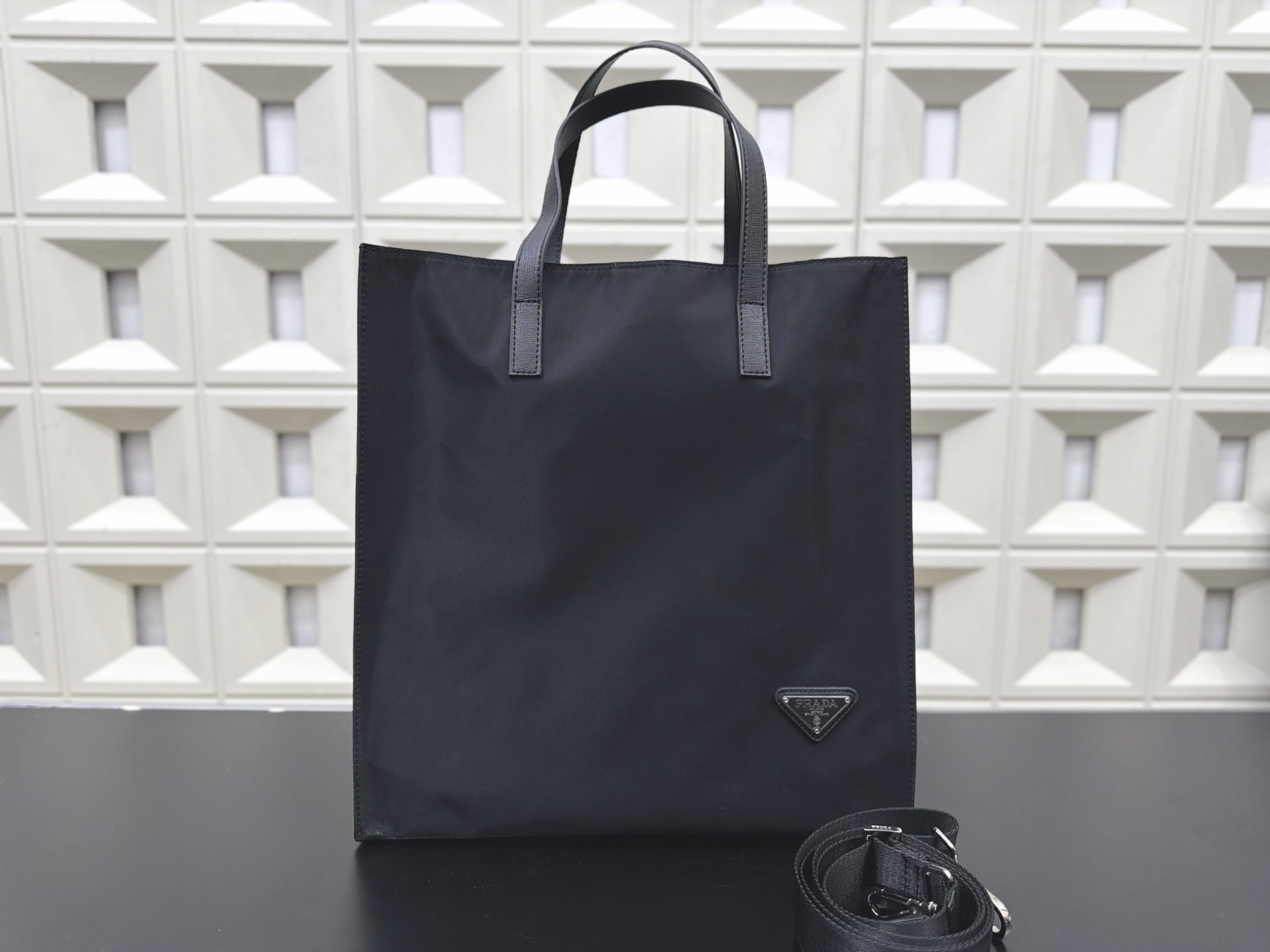 (Prada) Black Nylon Tote Bag
