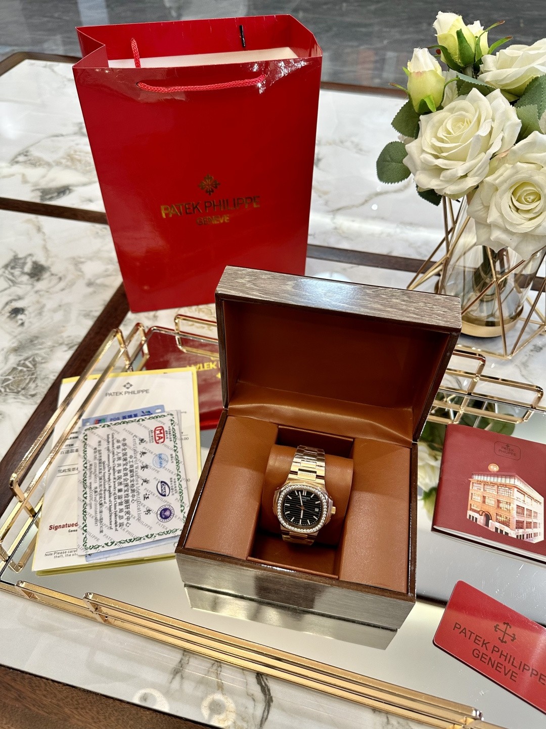 Patek Philippe Nautilus Rose Gold Diamond-Set Watch