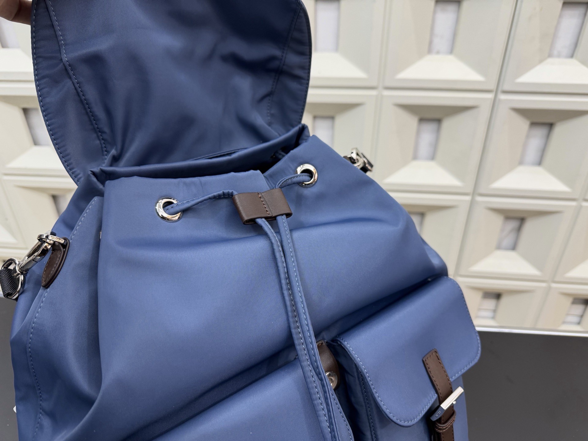 Prada Blue nylon backpack