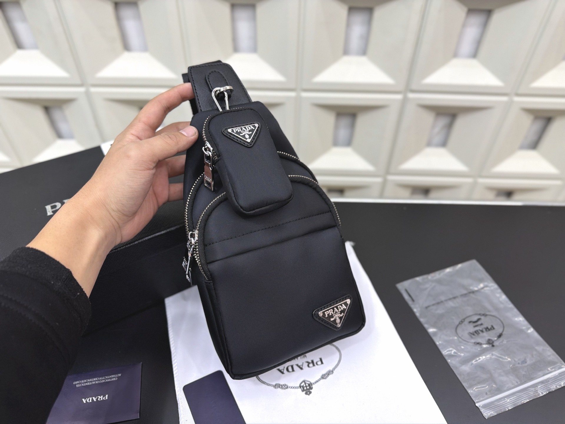 Prada Re-Nylon and Saffiano Leather Crossbody Bag