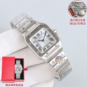 A classic stainless steel watch from the Cartier Santos collection.