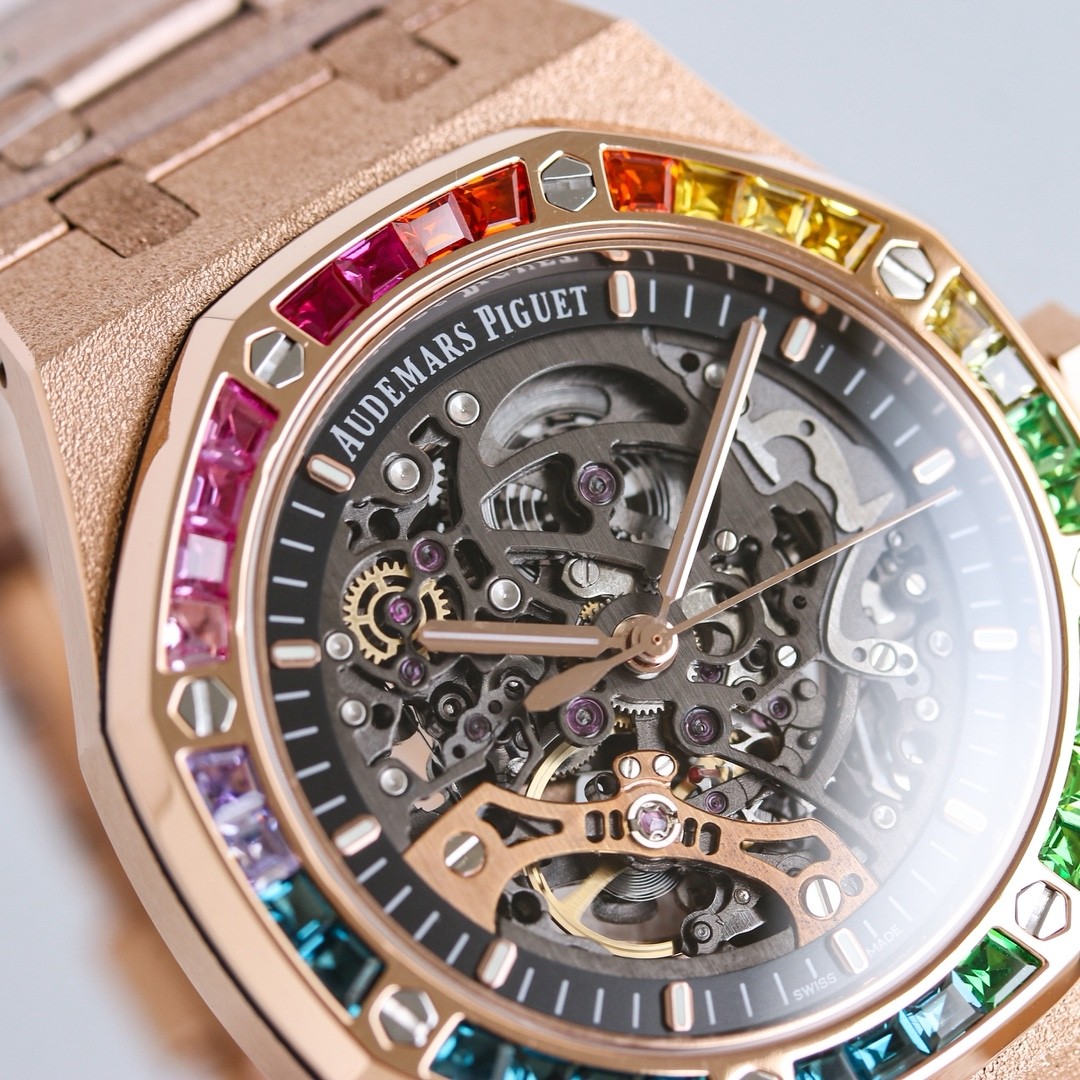 (Audemars Piguet) Royal Oak Frosted Gold Double Balance Wheel Skeleton Watch