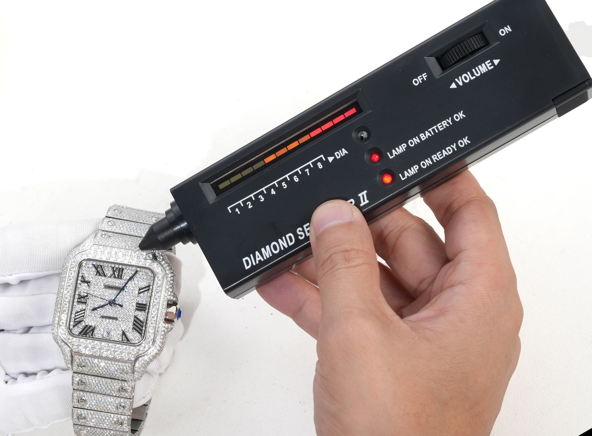 Custom diamond-set models from the Cartier Santos collection