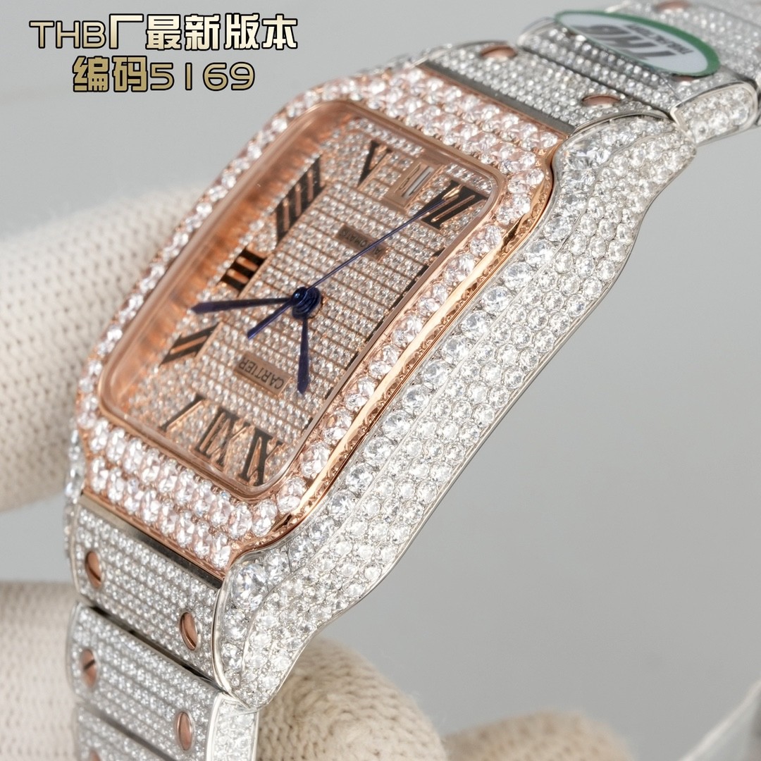 The “Starlight” diamond-set watch from Cartier’s Santos collection.
