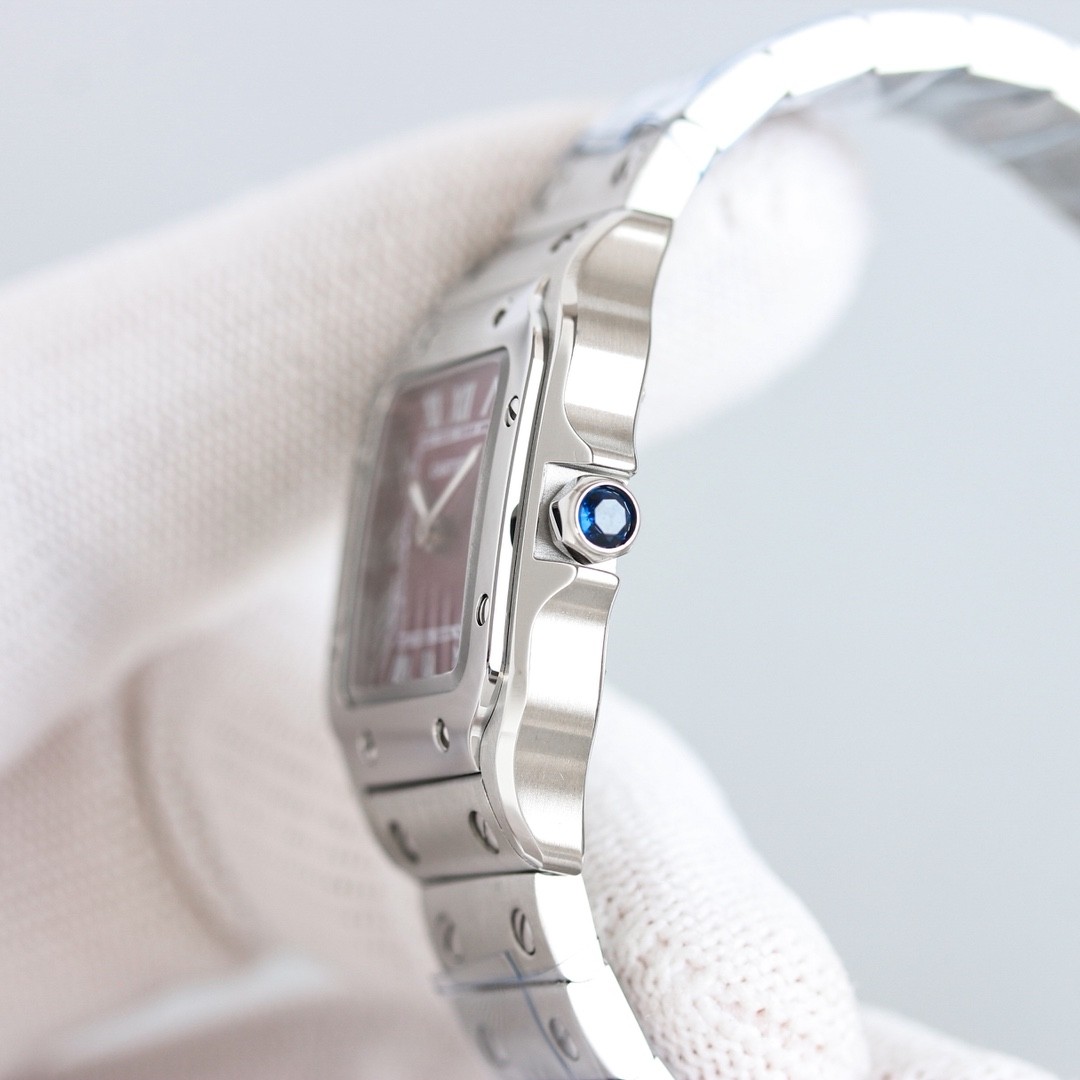 A classic stainless steel watch from the Cartier Santos collection.