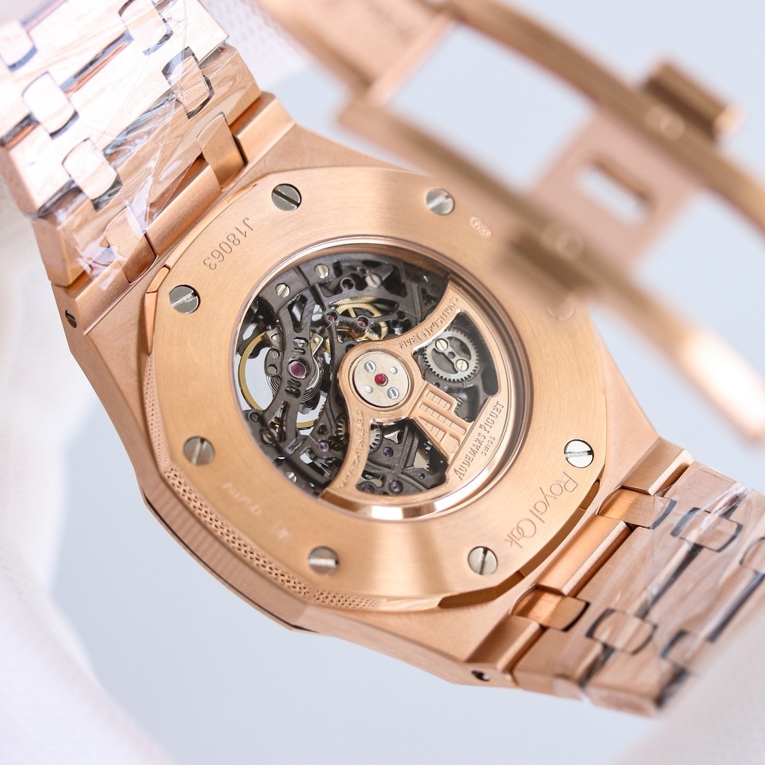(Audemars Piguet) Royal Oak Frosted Gold Double Balance Wheel Skeleton Watch