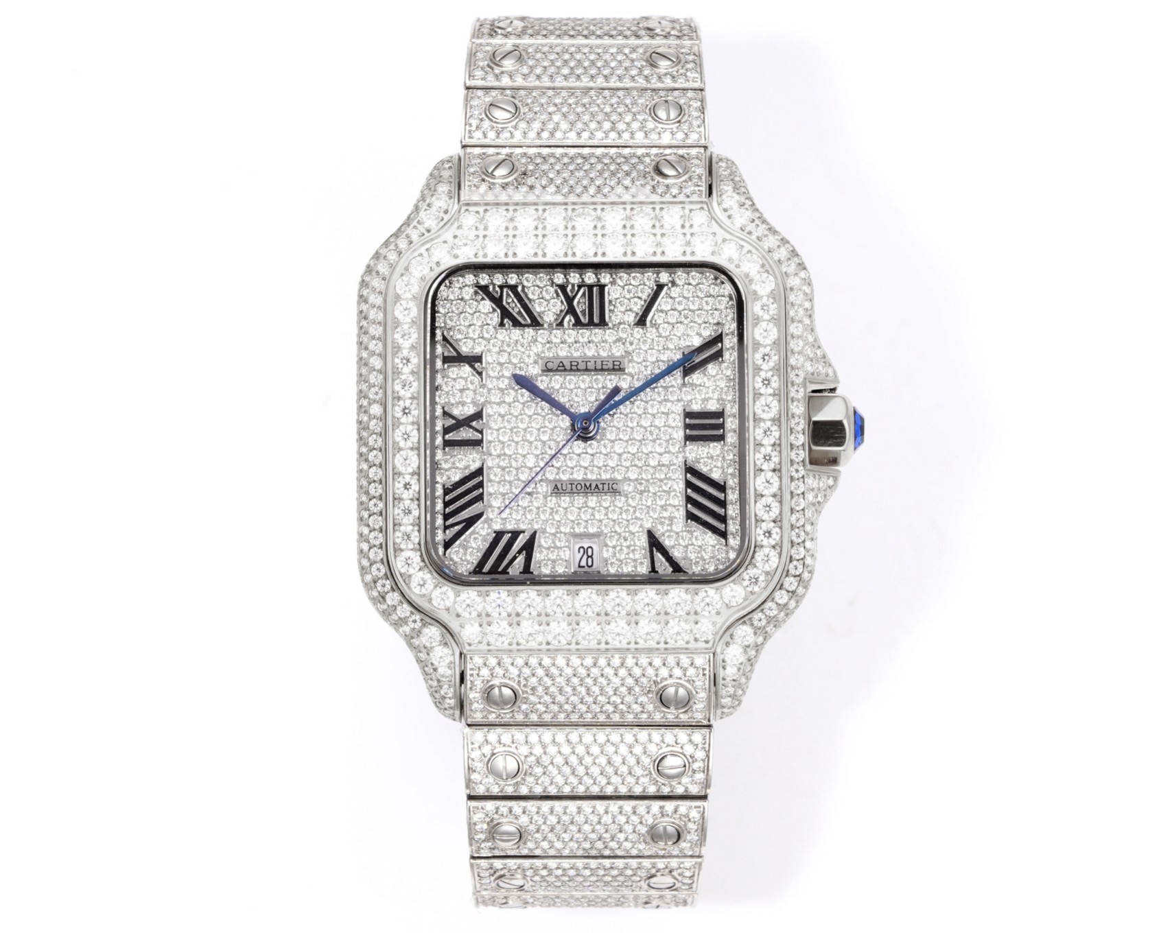Custom diamond-set models from the Cartier Santos collection